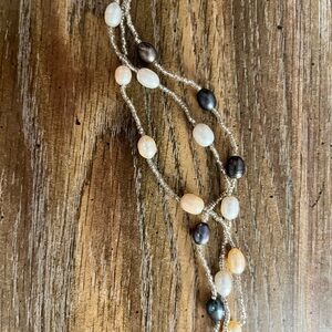 Multi-Color Freshwater Pearl Station Necklace - Unbranded